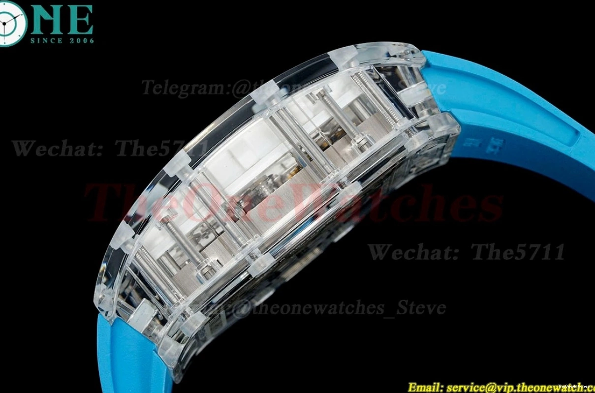 Blue Rubber Dial RMF Skeleton RM56-01 44mm on Strap Tourb 0513